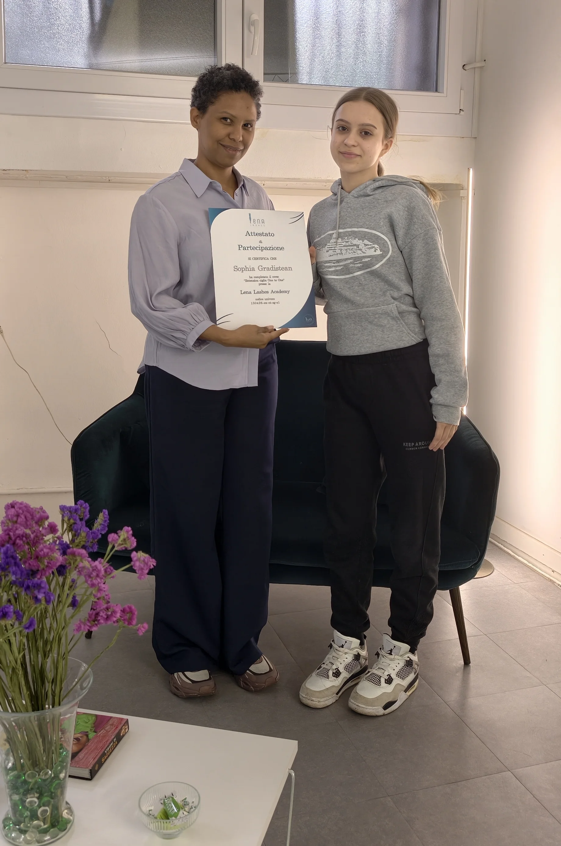 Attestato corso extension e laminazione ciglia — Lena Lashes Academy Milano