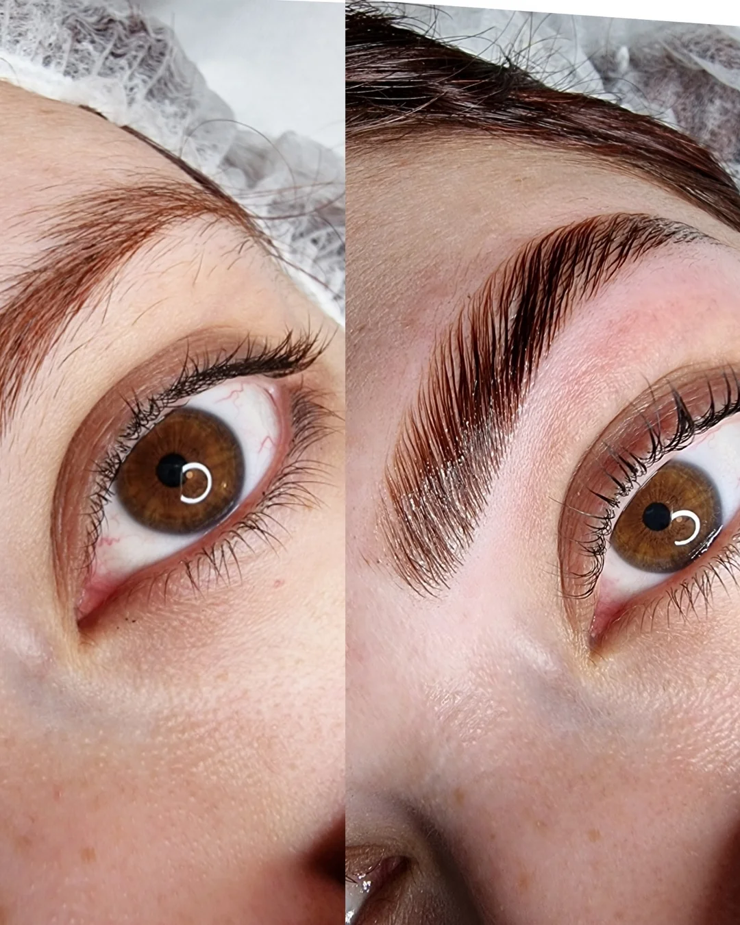Laminazione sopracciglia prima e dopo — studio Lena Lashes Milano