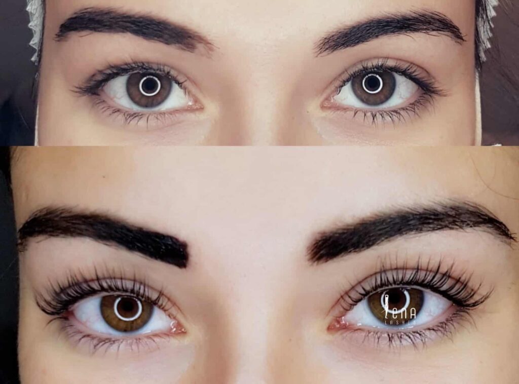 Laminazione ciglia prima e dopo.
Lavoro by Lena Lashes Milano.