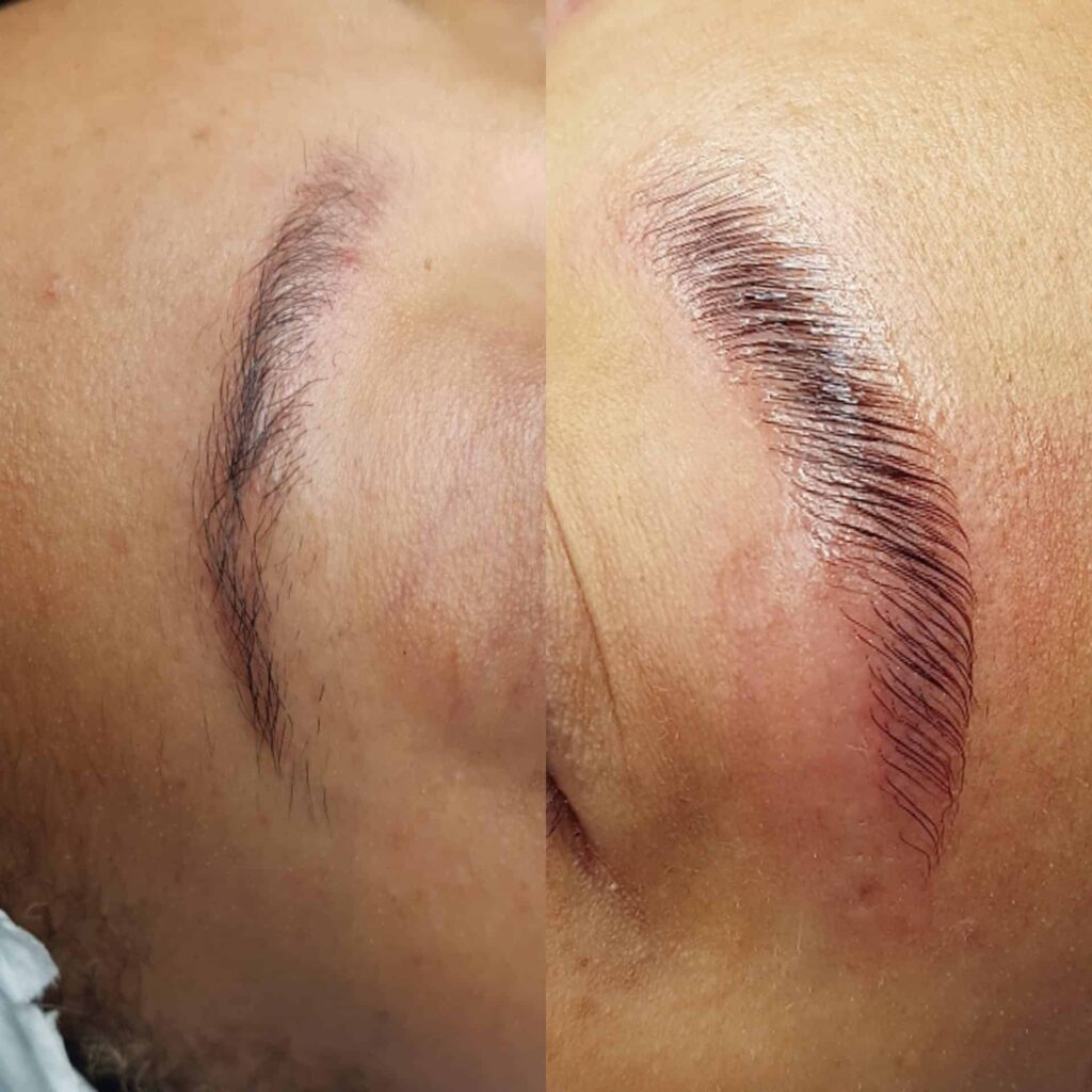 laminazione sopracciglia differenze prima e dopo.