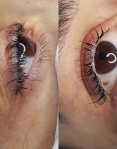 laminazione ciglia fai da te, prima e dopo correzione